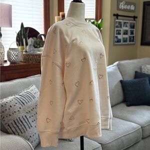 🆕 Maurice’s Cream Heart-Print Crewneck Sweatshirt, Size 1X